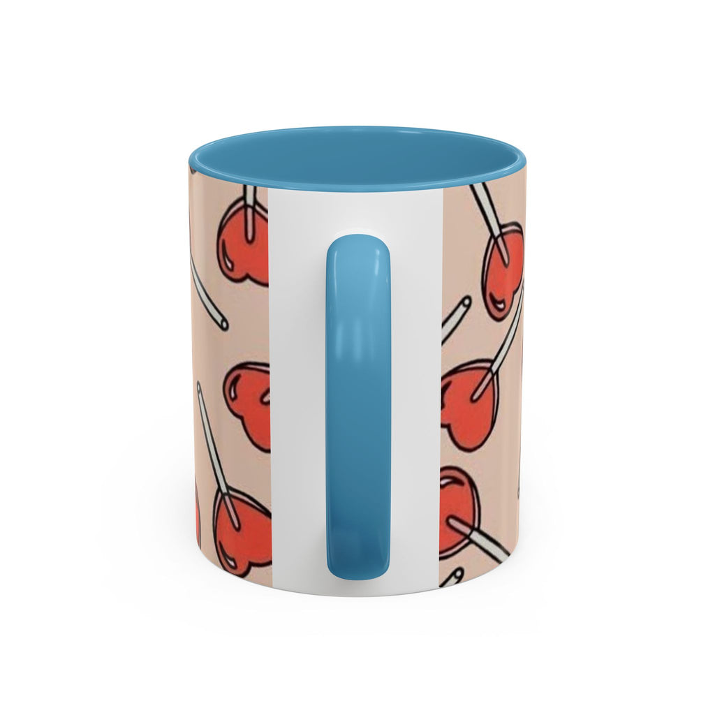 Valentines Heart Lollipop Accent Coffee Mug — Cute Valentine Candy Pattern (11/15oz)