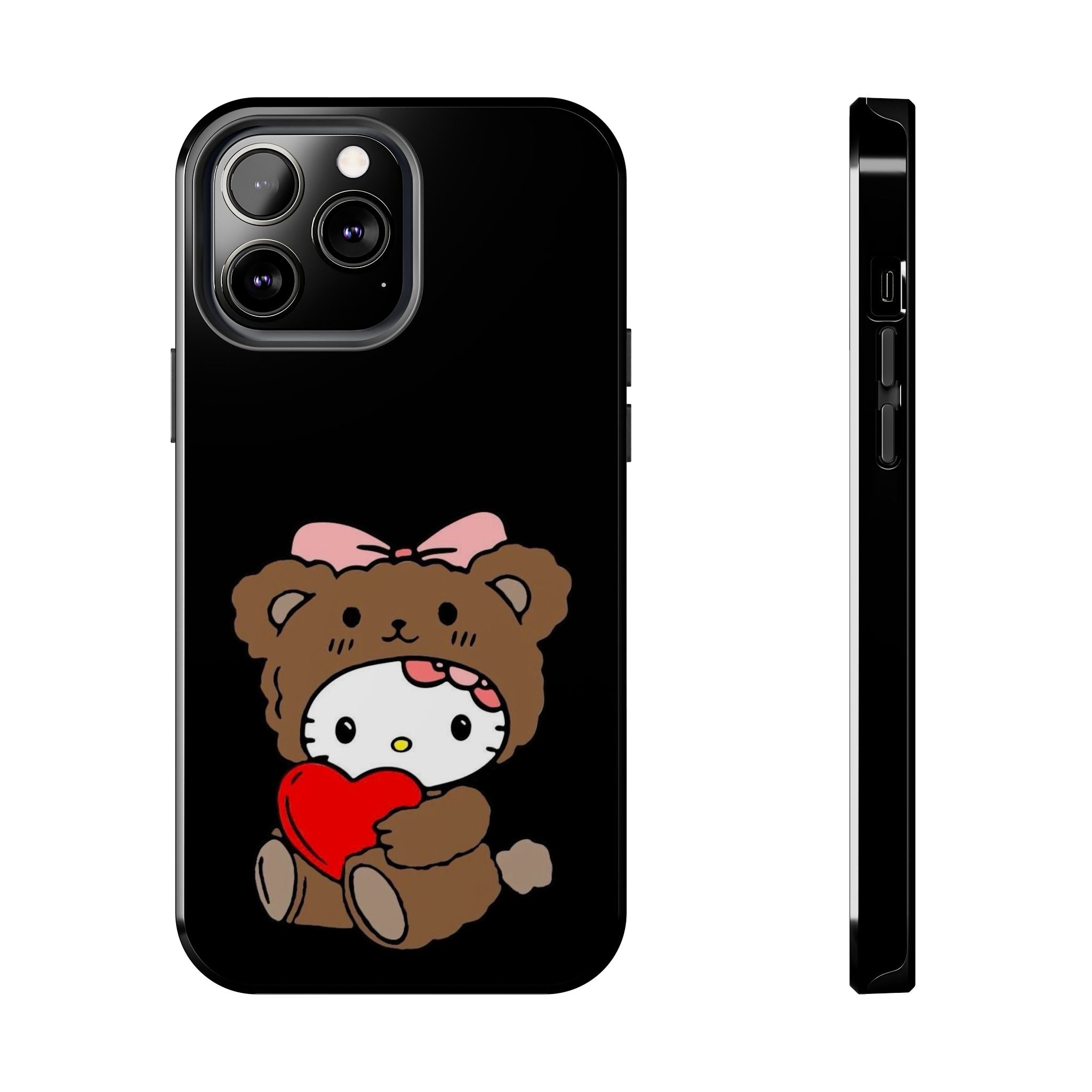 Cute Hello Kitty Bear Heart Tough Phone Case — Protective Cute Cartoon iPhone Cover