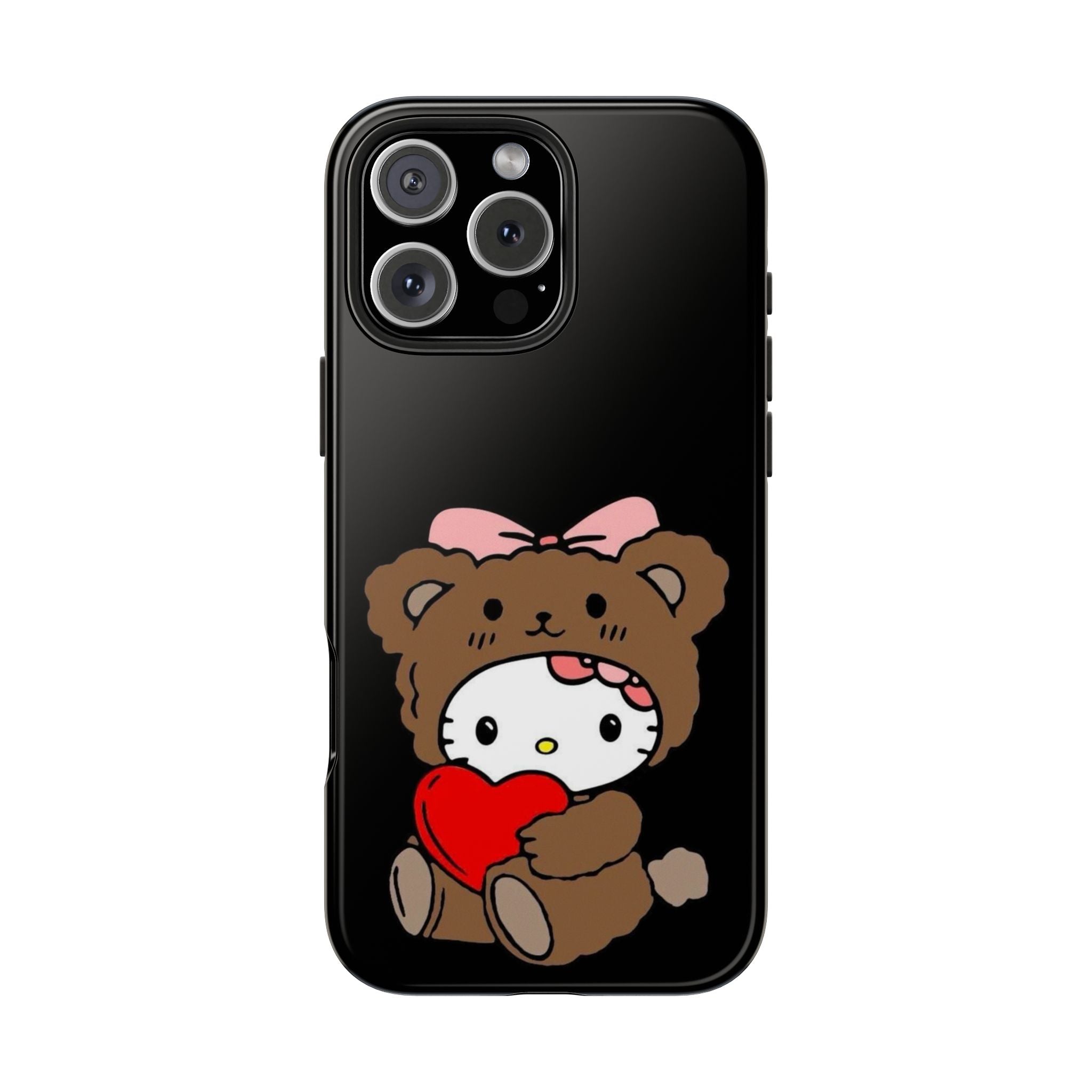 Cute Hello Kitty Bear Heart Tough Phone Case — Protective Cute Cartoon iPhone Cover