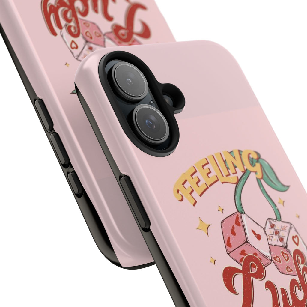 Feeling Lucky Phone Case — Pink Retro Dice Cherry Design