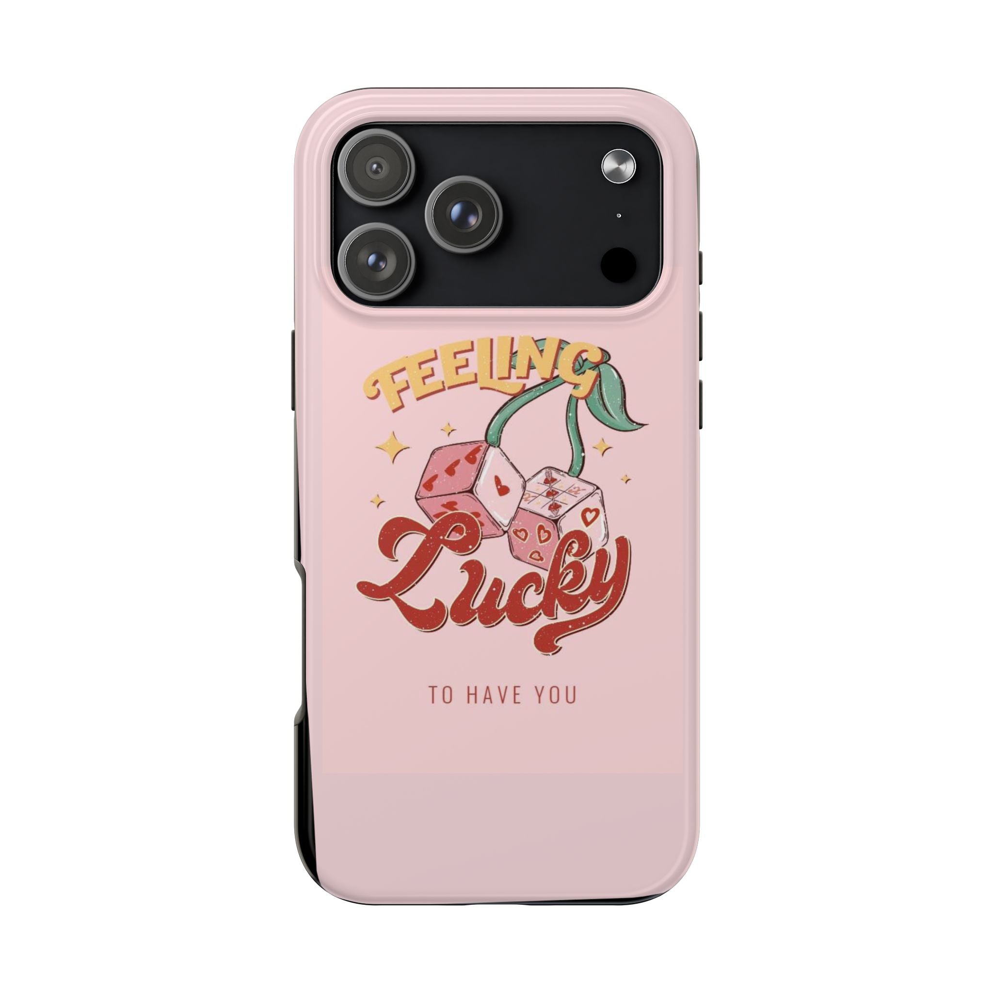 Feeling Lucky Phone Case — Pink Retro Dice Cherry Design