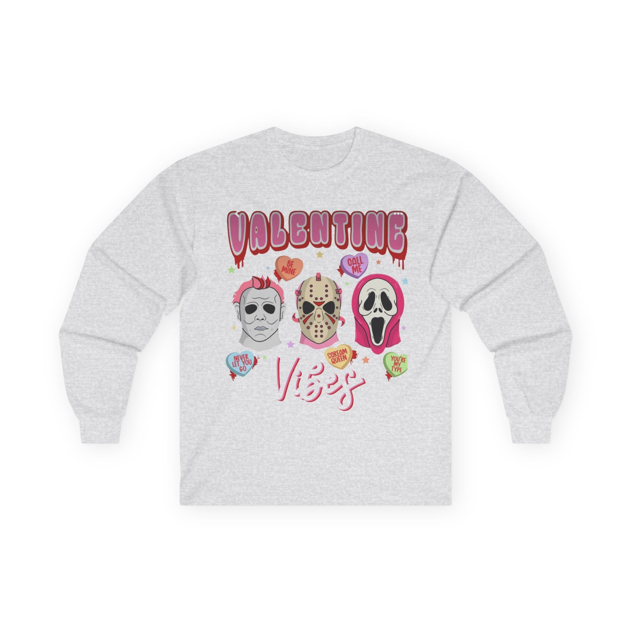 Valentine Vibes Horror Masks Long Sleeve Tee