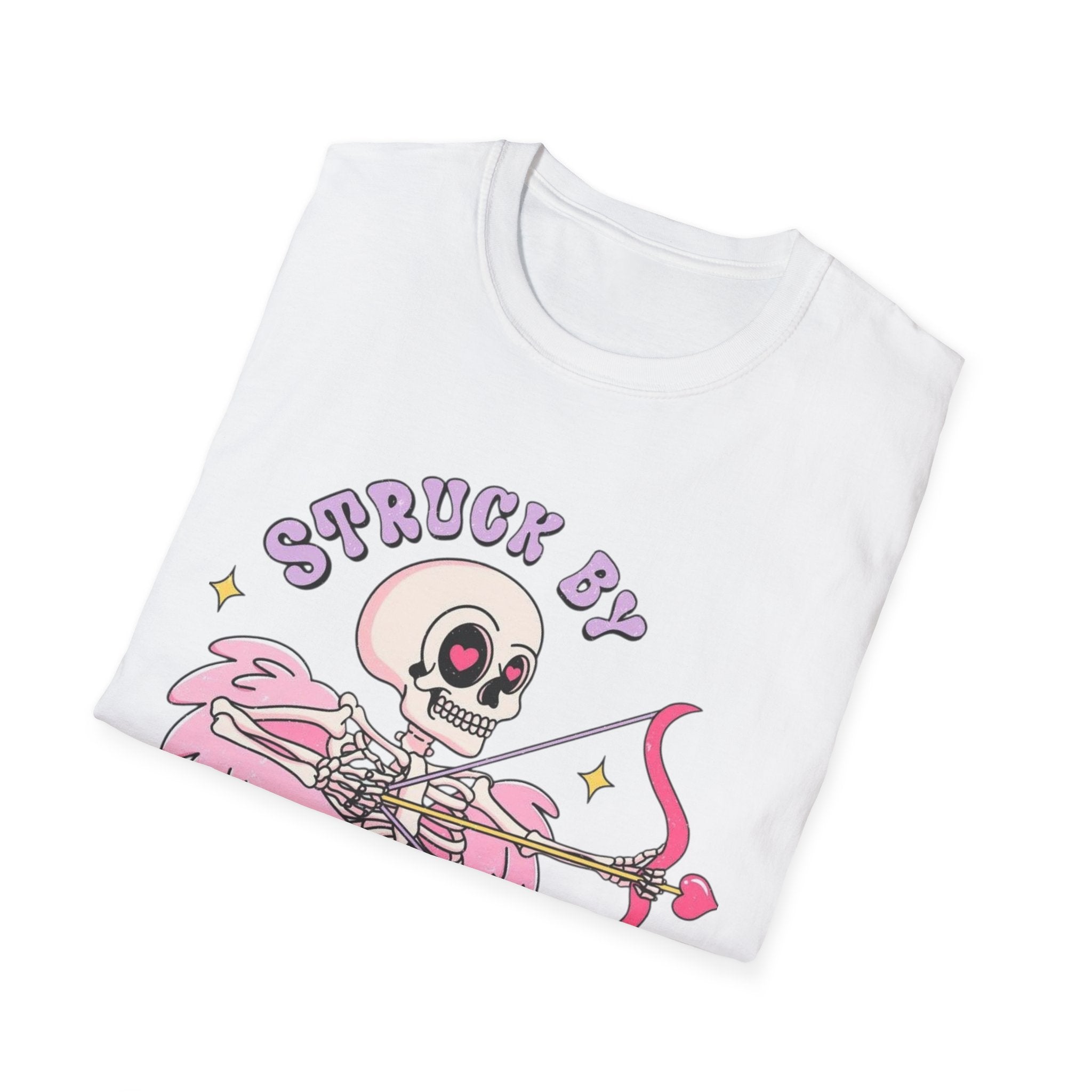 Cupid Skeleton T-Shirt — "Struck by Cupid" Cute Gothic Valentine Tee