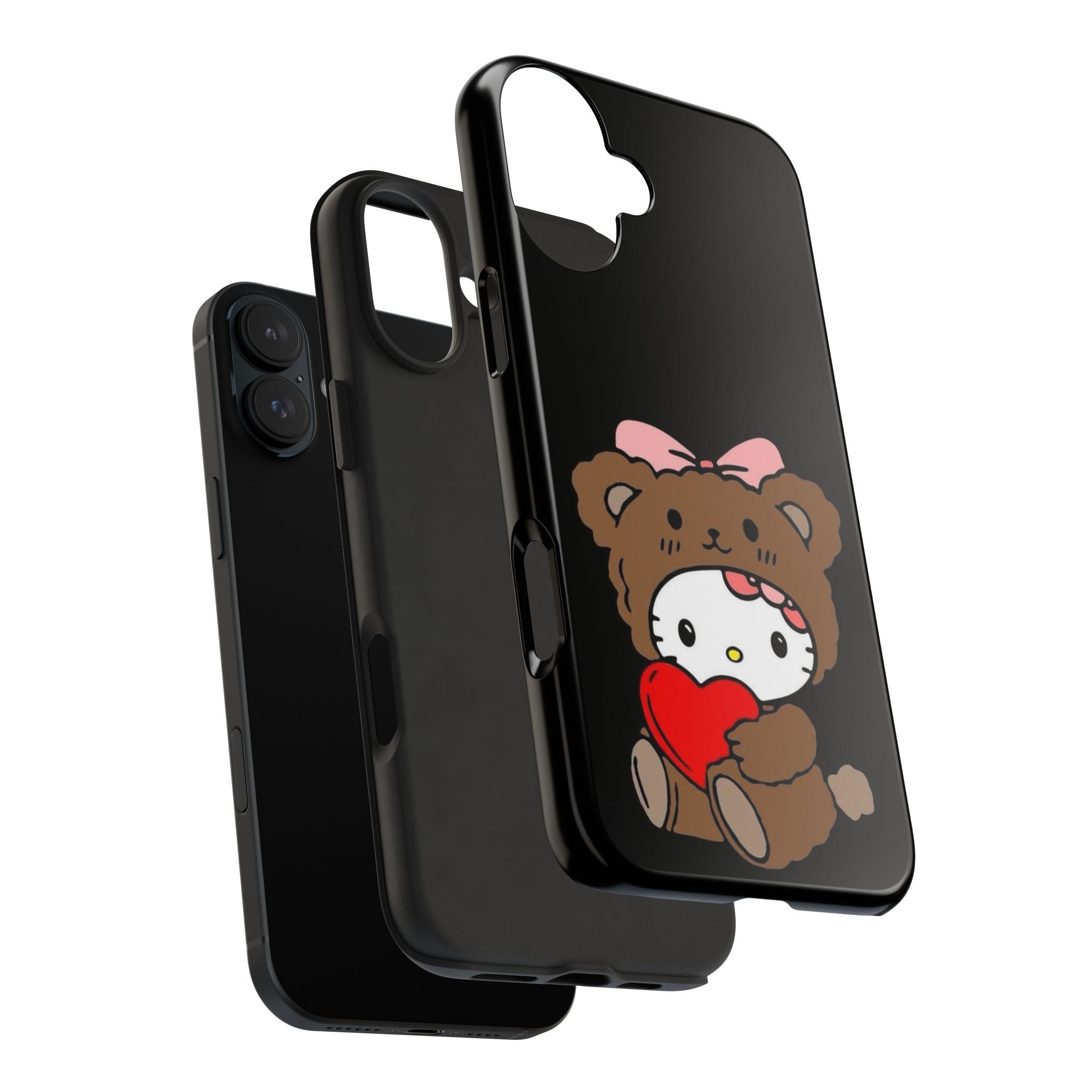 Cute Hello Kitty Bear Heart Tough Phone Case — Protective Cute Cartoon iPhone Cover