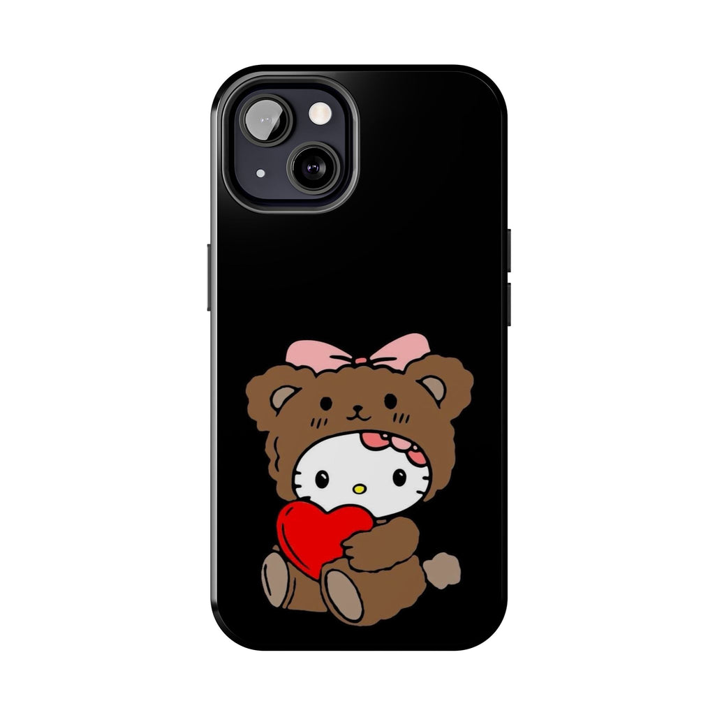 Cute Hello Kitty Bear Heart Tough Phone Case — Protective Cute Cartoon iPhone Cover