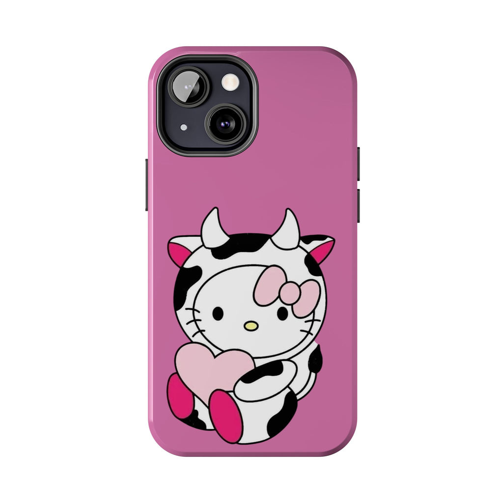 Hello Kitty Cow Cute Tough Phone Case – Pink Heart Protective Cover