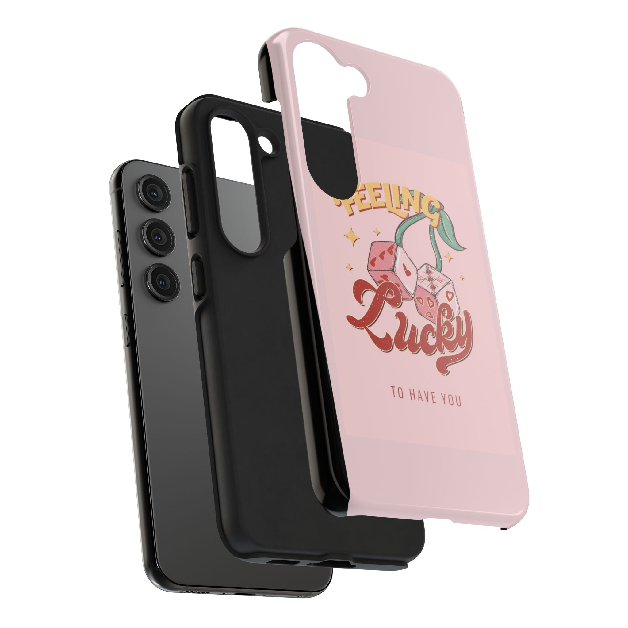 Feeling Lucky Phone Case — Pink Retro Dice Cherry Design