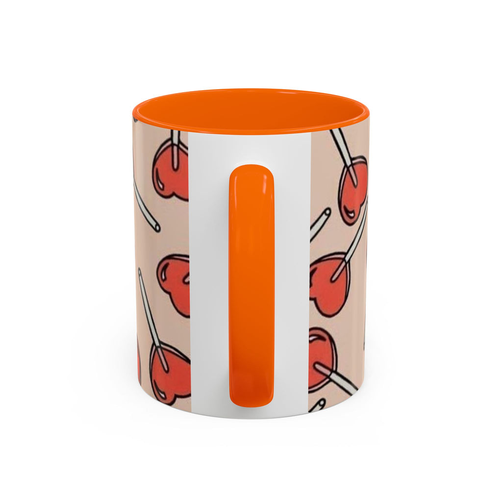 Valentines Heart Lollipop Accent Coffee Mug — Cute Valentine Candy Pattern (11/15oz)