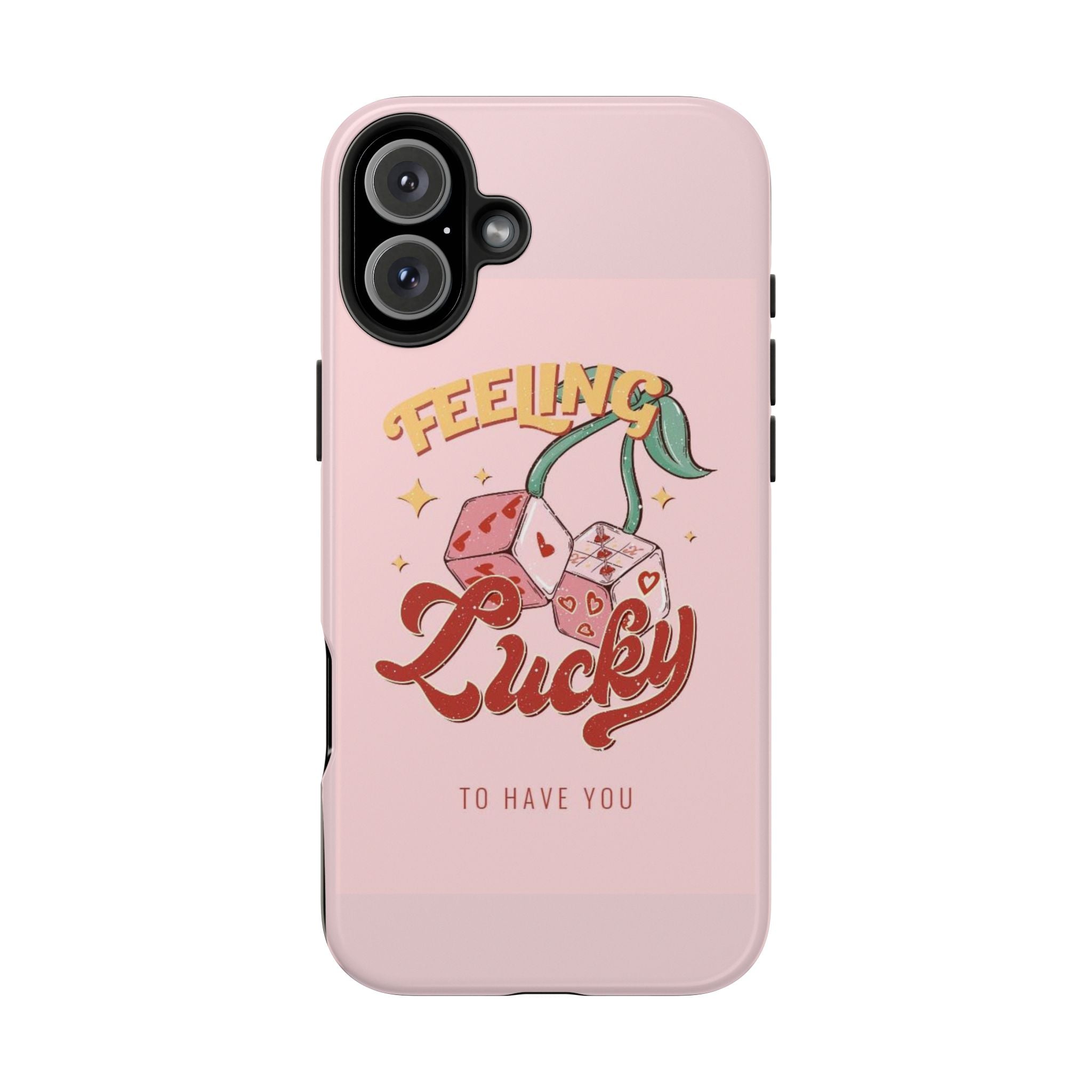 Feeling Lucky Phone Case — Pink Retro Dice Cherry Design