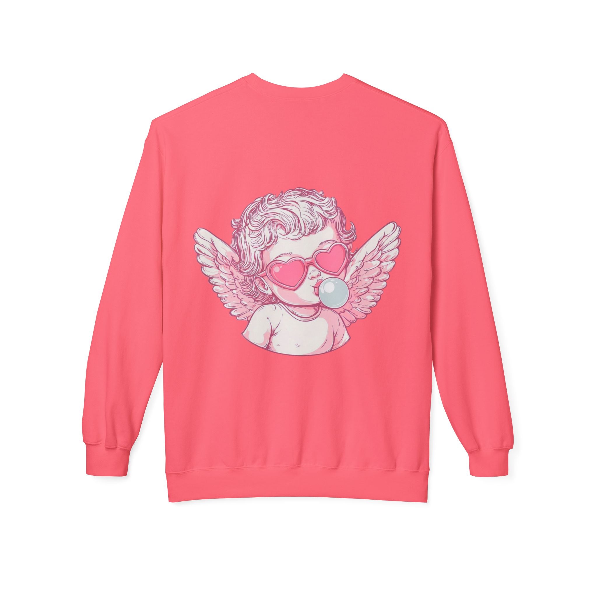 Cupid Valentine's Sweatshirt — Retro Pink Cherub with Heart Sunglasses Crewneck