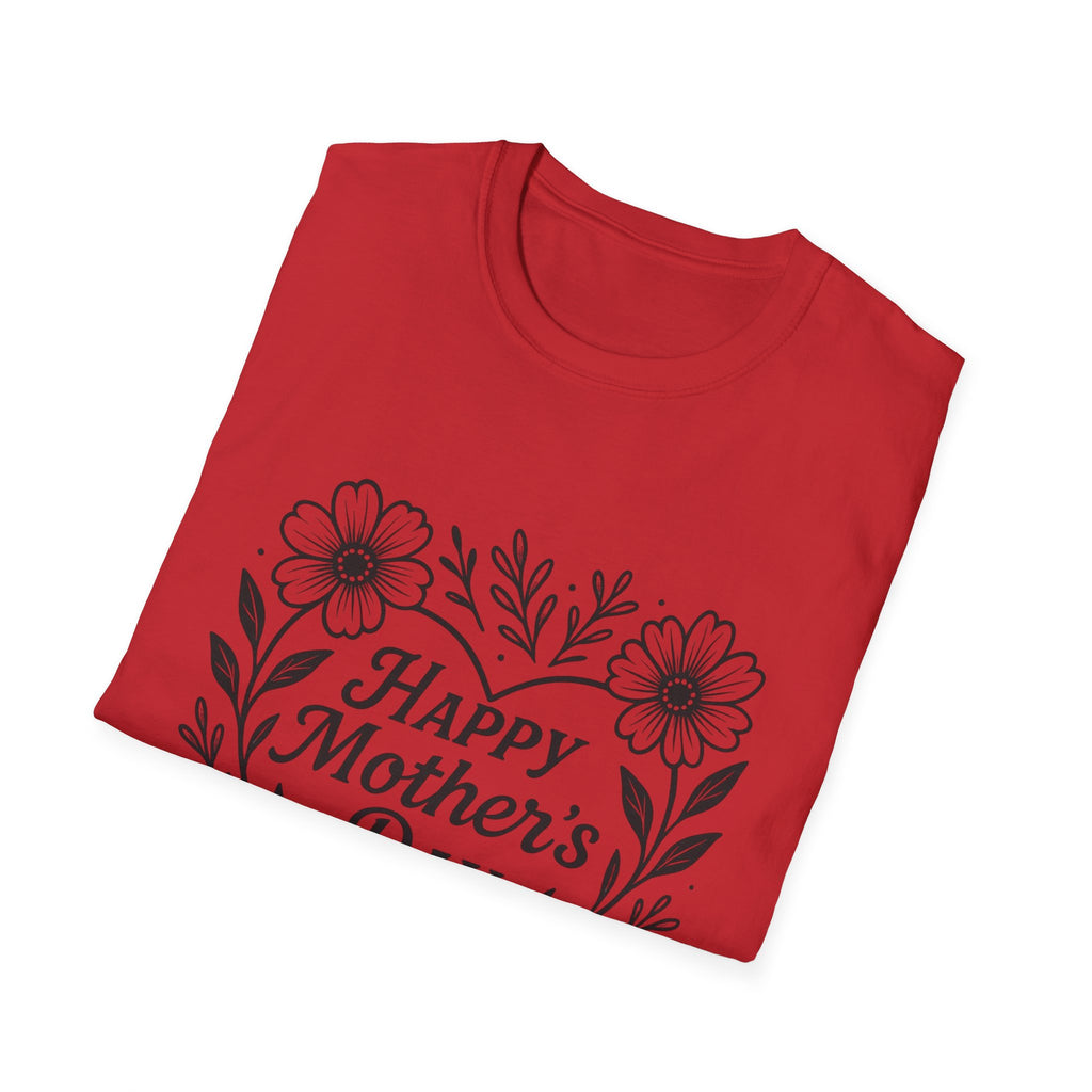 Mother's Day Floral Tee — "Happy Mother's Day" Heart Design