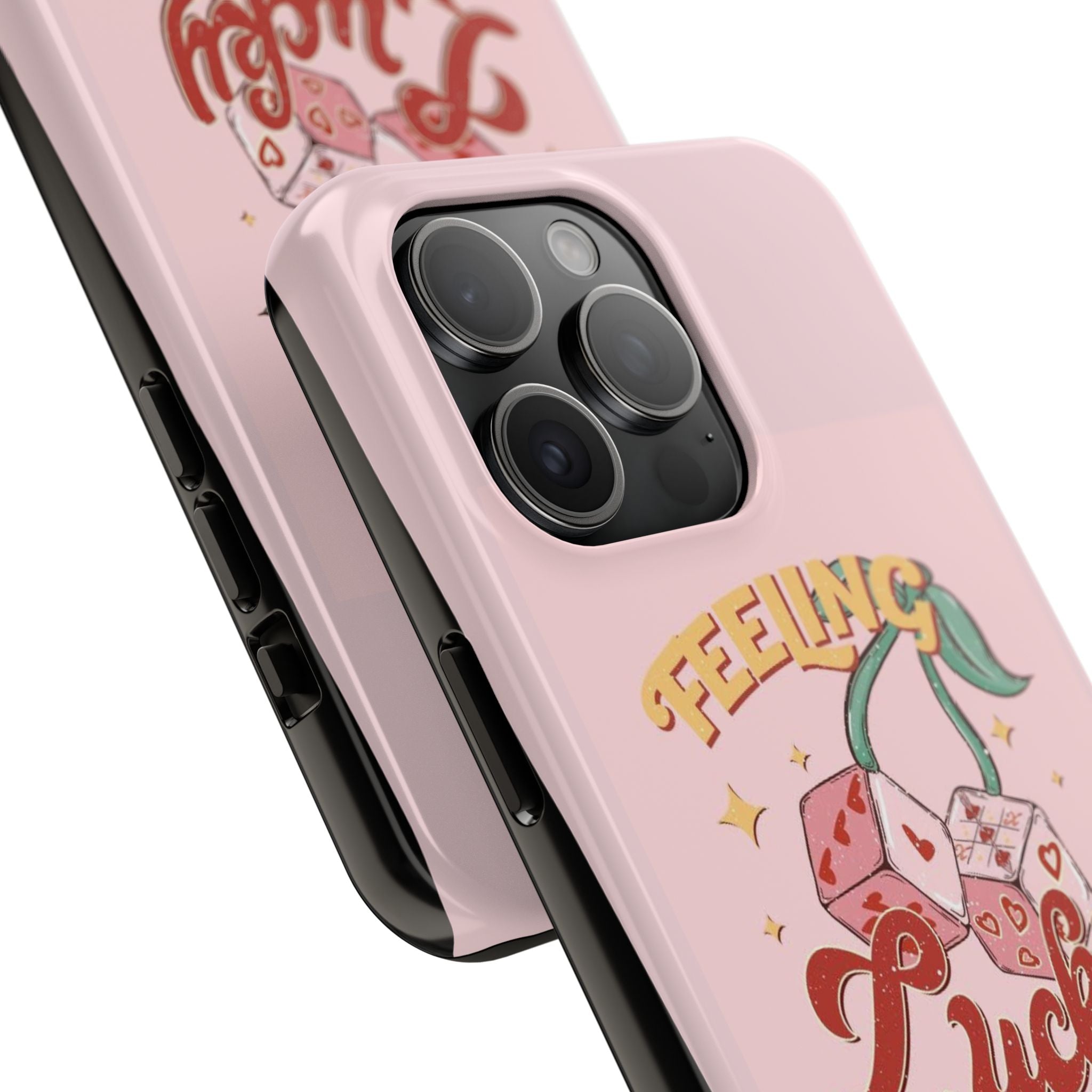 Feeling Lucky Phone Case — Pink Retro Dice Cherry Design