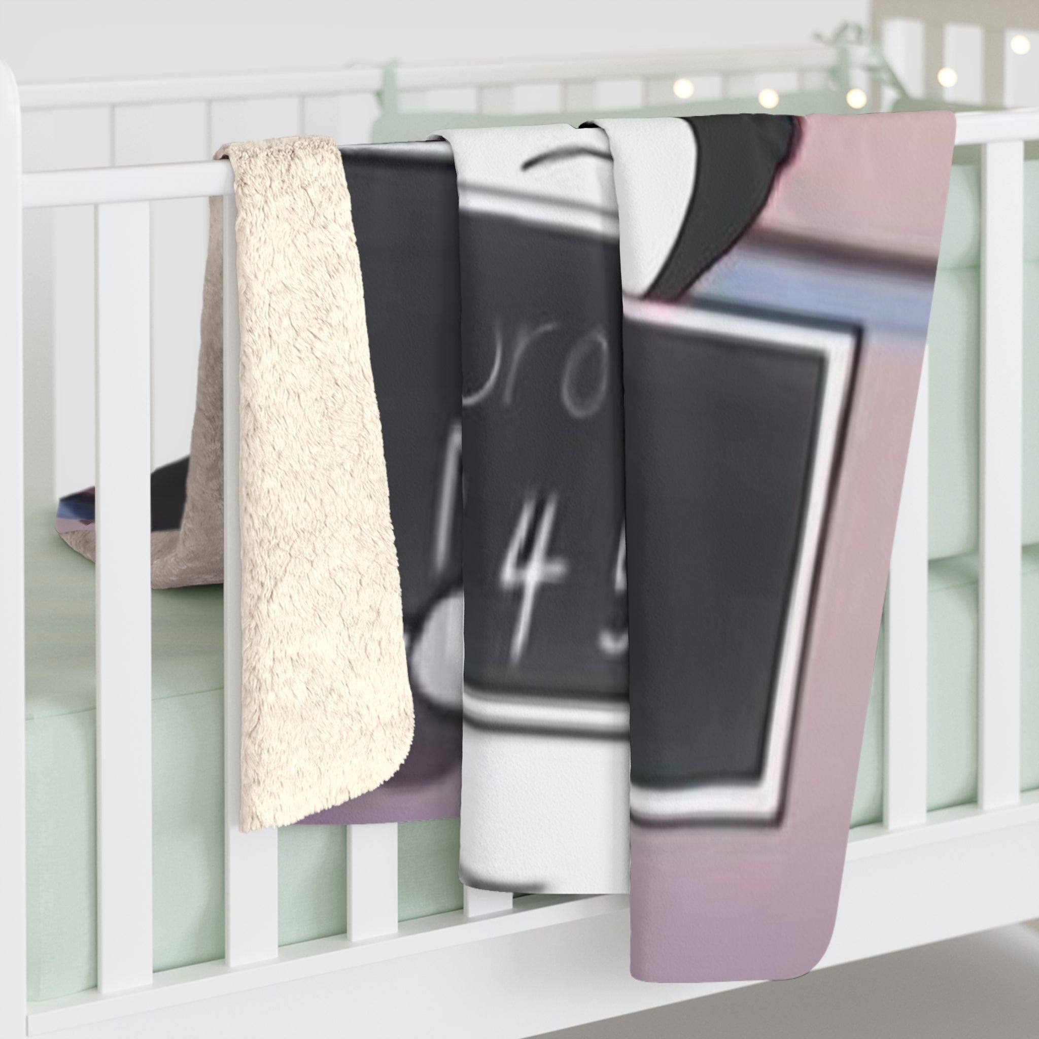 Kuromi Mugshot Sherpa Fleece Blanket — Cute Sanrio Character Cozy Throw