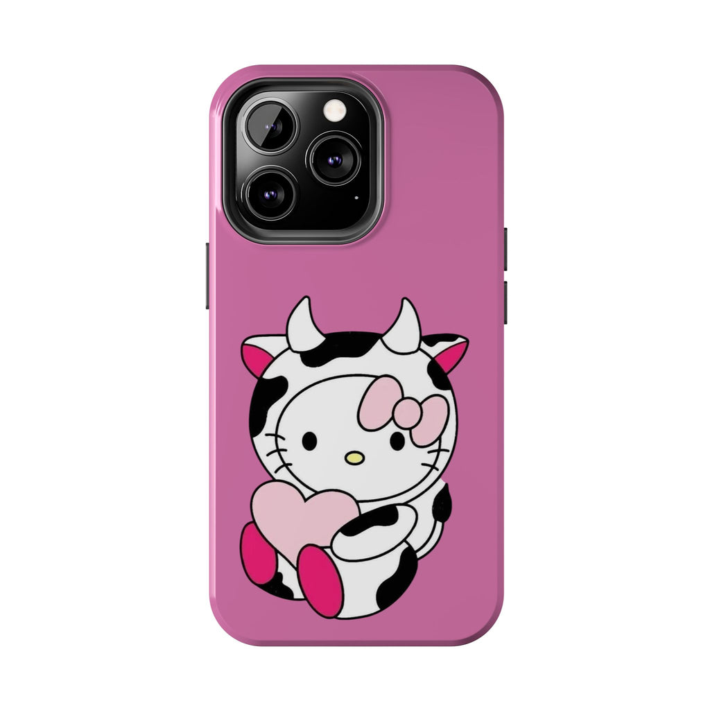 Hello Kitty Cow Cute Tough Phone Case – Pink Heart Protective Cover