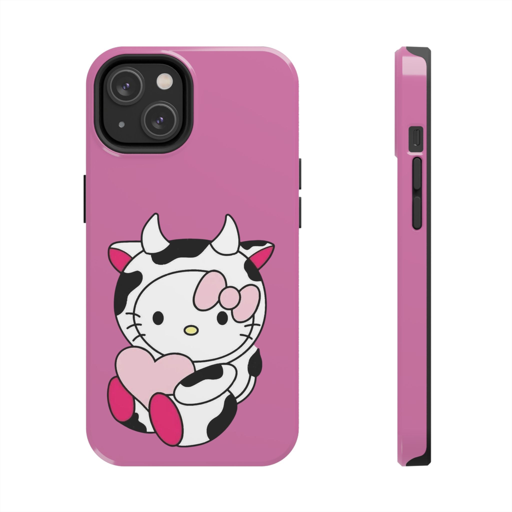 Hello Kitty Cow Cute Tough Phone Case – Pink Heart Protective Cover