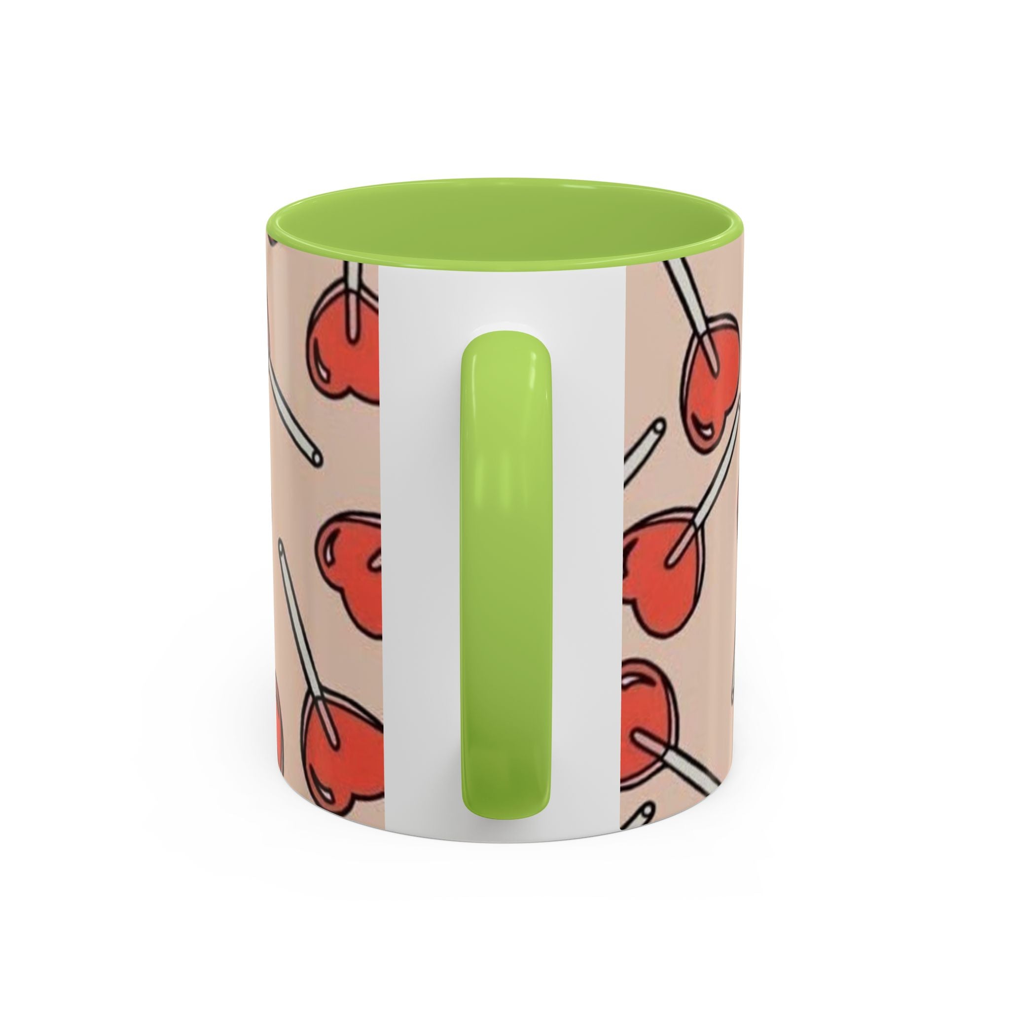 Valentines Heart Lollipop Accent Coffee Mug — Cute Valentine Candy Pattern (11/15oz)