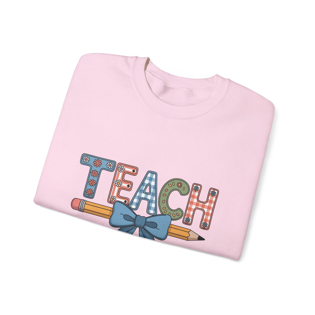 Teacher Crewneck Sweatshirt – "TEACH" Pencil & Bow Design