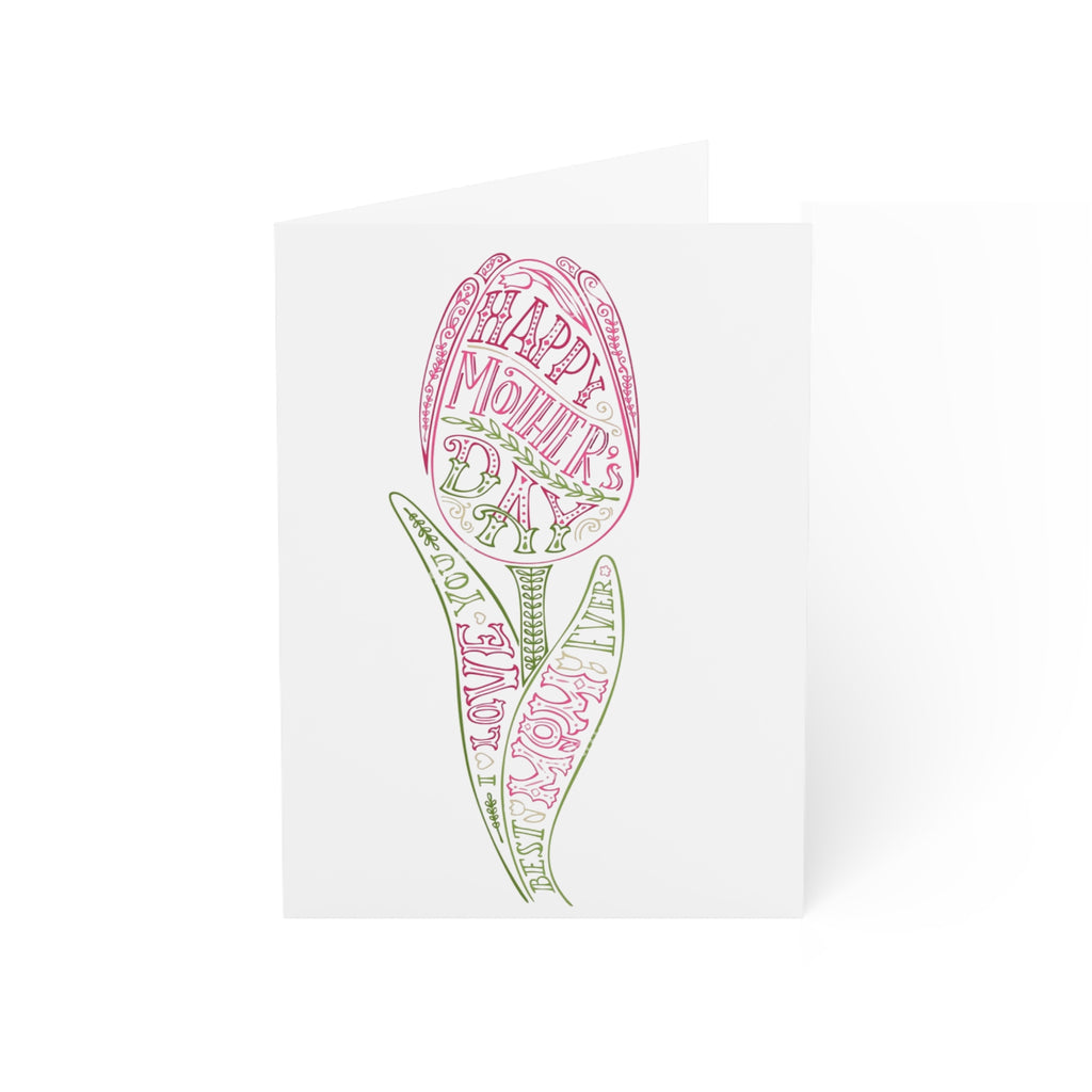 Mother's Day Tulip Greeting Card – Floral 'Happy Mother's Day' Note (1/10/30/50 pcs)