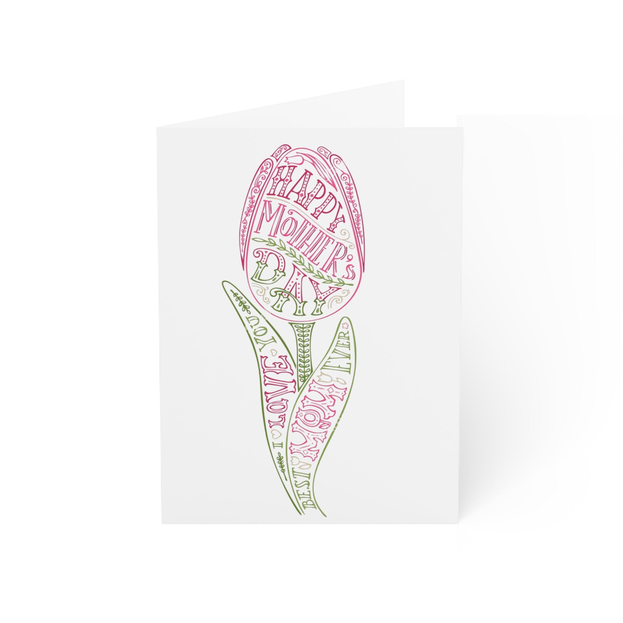 Mother's Day Tulip Greeting Card – Floral 'Happy Mother's Day' Note (1/10/30/50 pcs)