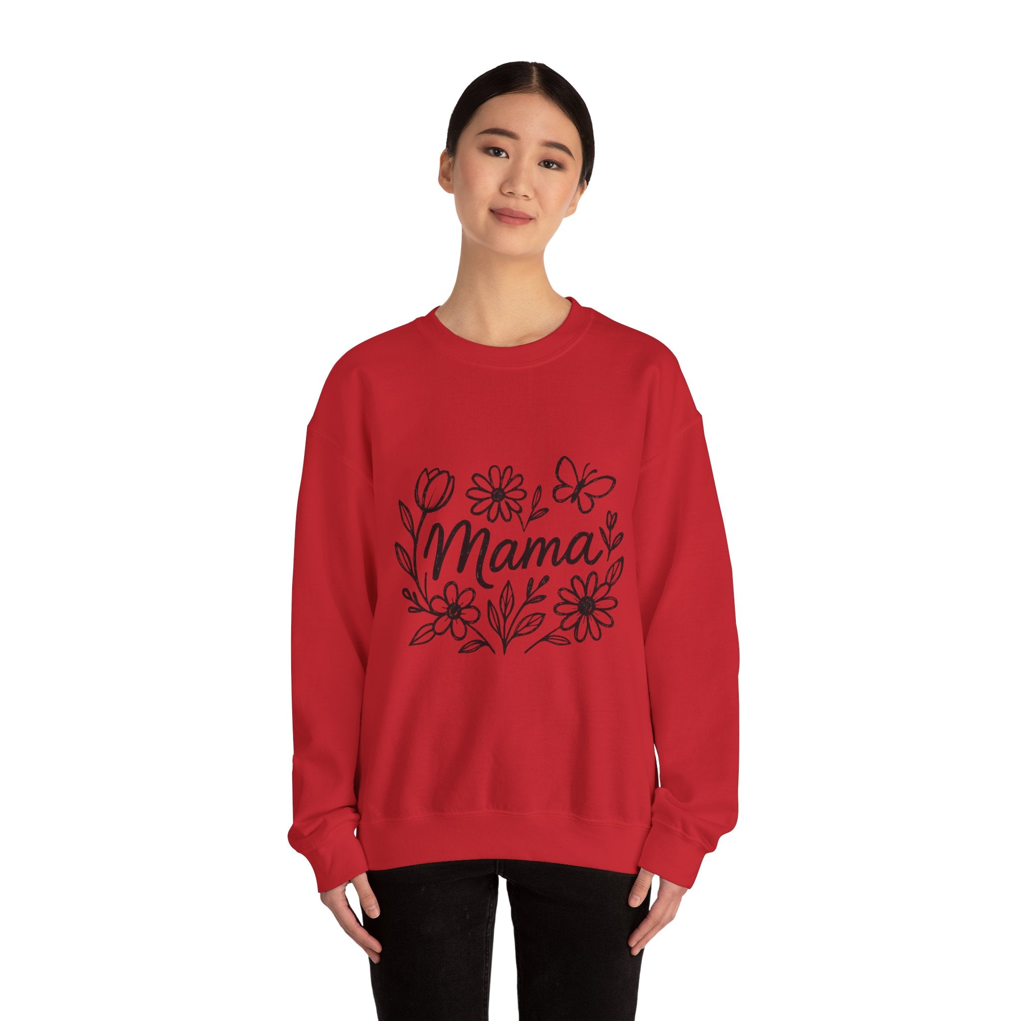 Mama Floral Crewneck Sweatshirt – Hand-Drawn Flowers