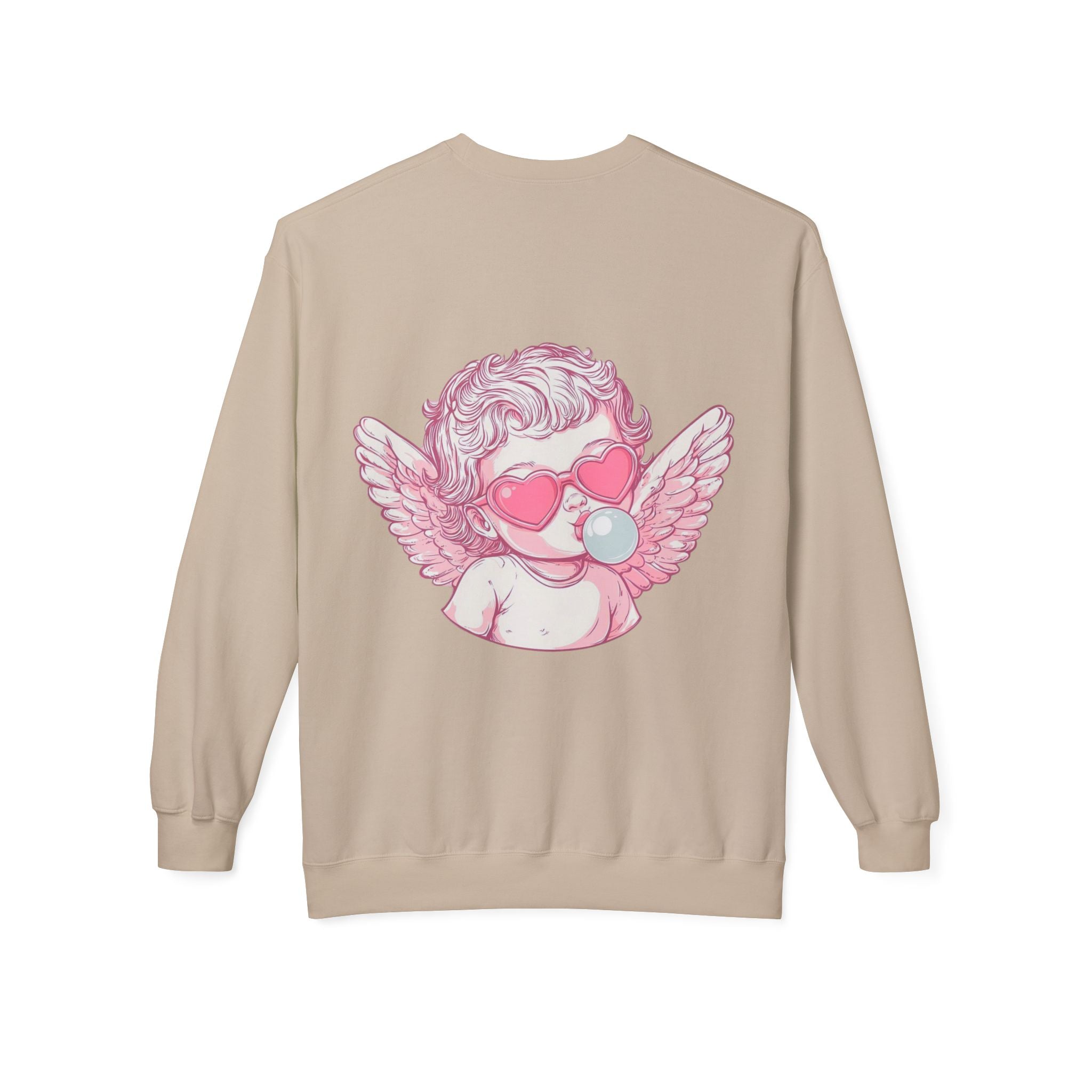 Cupid Valentine's Sweatshirt — Retro Pink Cherub with Heart Sunglasses Crewneck