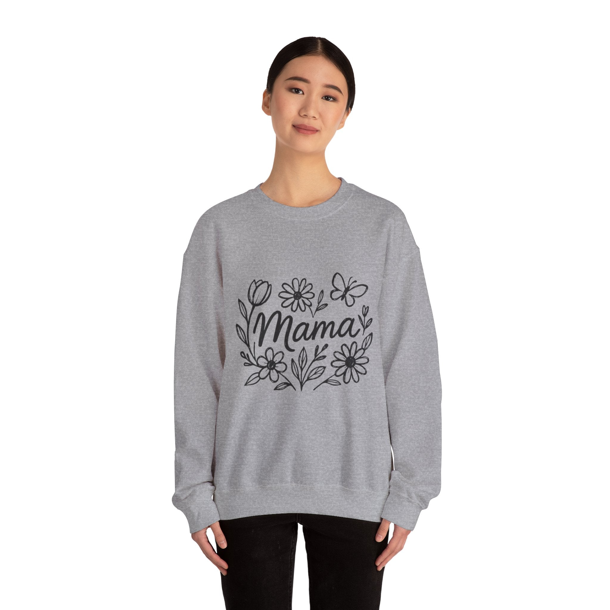 Mama Floral Crewneck Sweatshirt – Hand-Drawn Flowers
