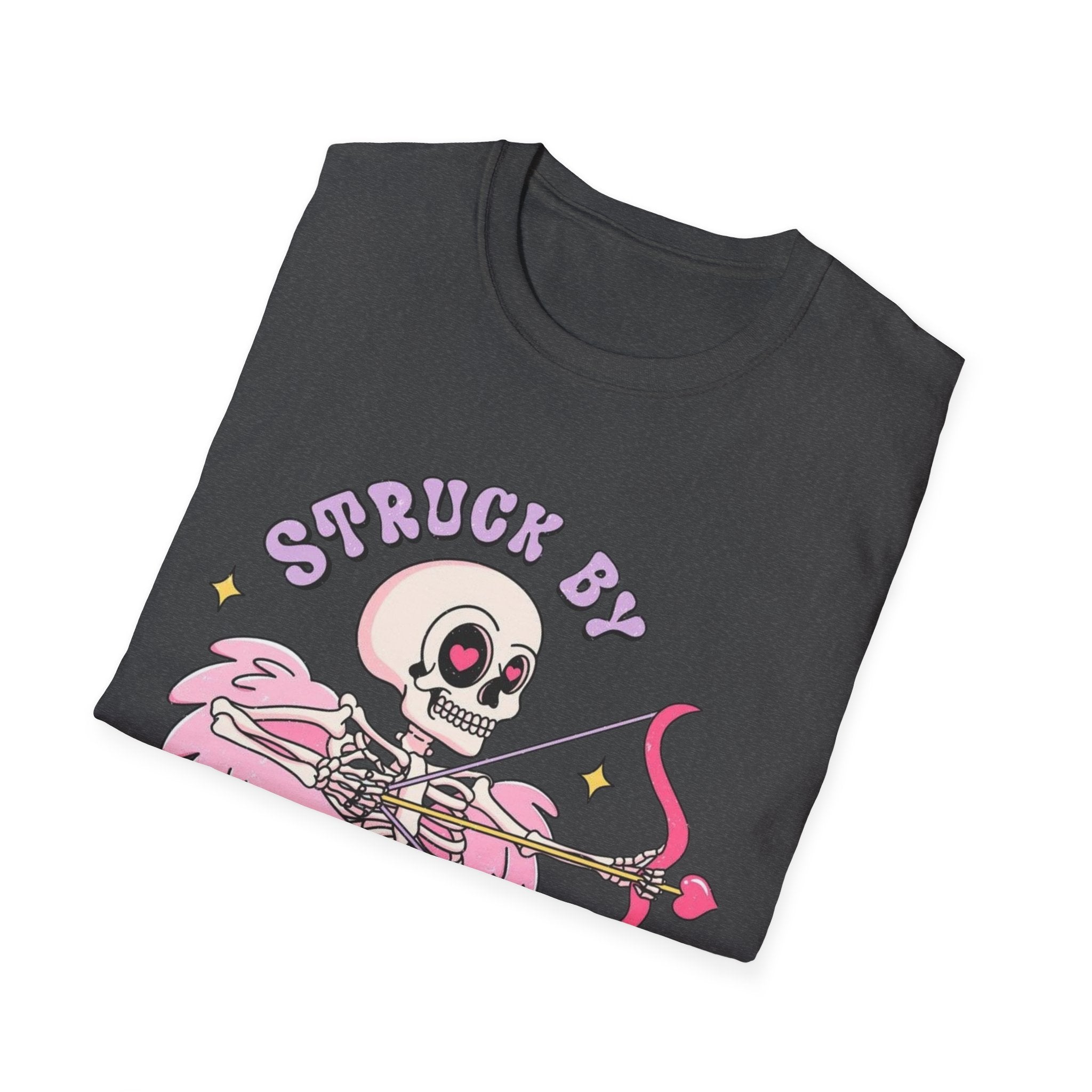 Cupid Skeleton T-Shirt — "Struck by Cupid" Cute Gothic Valentine Tee