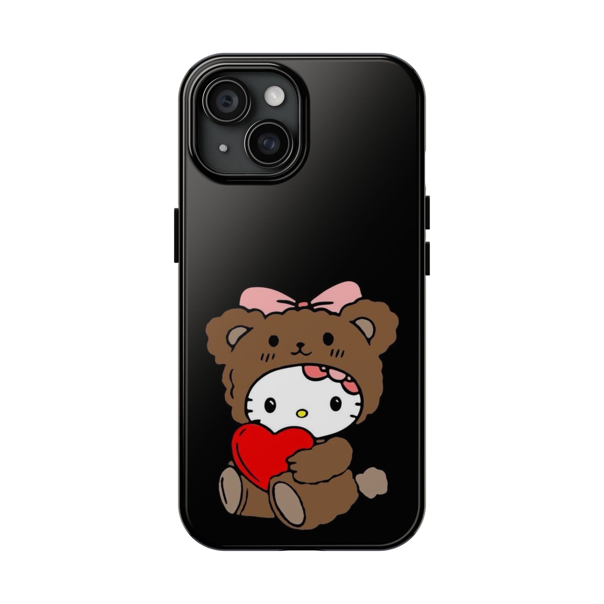 Cute Hello Kitty Bear Heart Tough Phone Case — Protective Cute Cartoon iPhone Cover